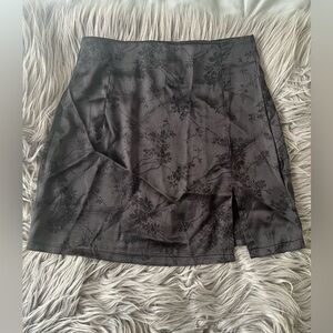 SHEIN Black satin A-Line Mini Skirt with slit